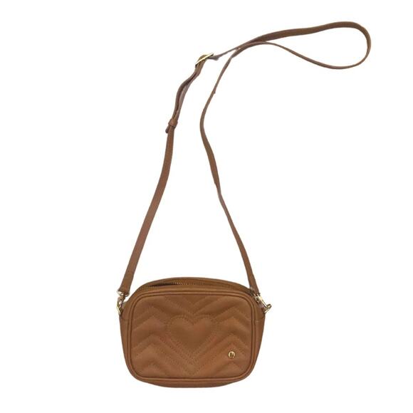 Tan Quilted Leather Small Crossbody Handbag Belt Bag Fanny Pack Brown